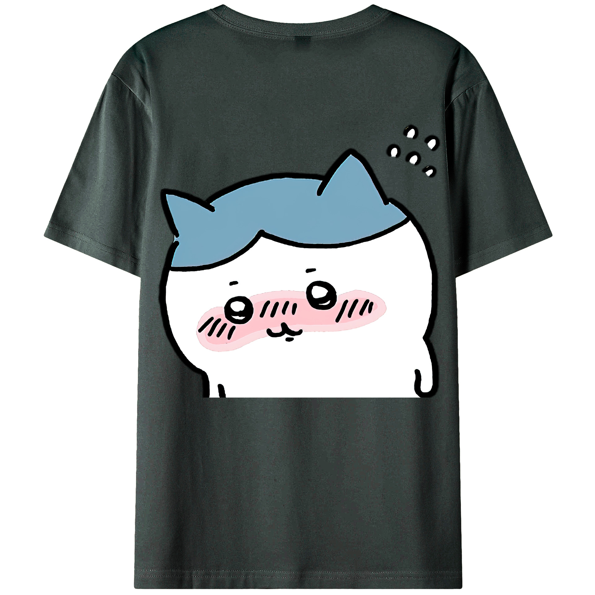 （画像用） ちいかわ ハチワレ Chii-kawa hachiware 綿100％ メンズ半袖Tシャツ（バックプリント） 通気性